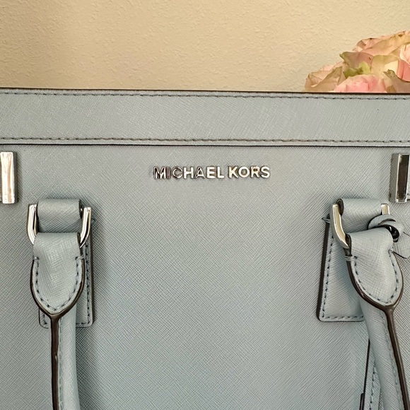 Michael Kors Saffiano Leather Dillon Handbag in Powder Blue - Picture 9 of 10
